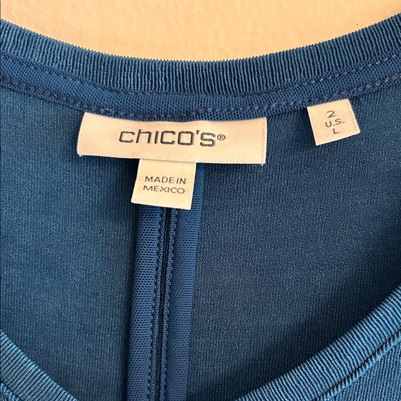 Chicos Teal V-Neck Short Sleeve Midi Dress Size L - Picture 2 of 6